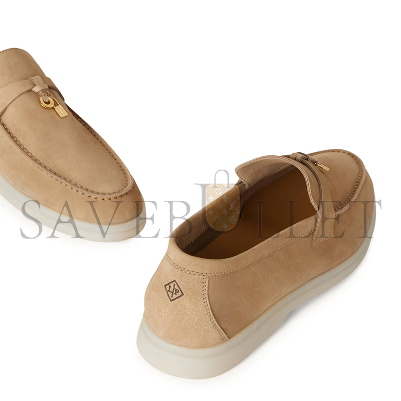 LORO PIANA SUMMER CHARMS SUEDE SANDSTONE LOAFERS FAE5444